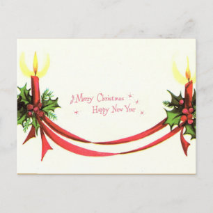 Vintage Frohe Weihnachten Kerzen Postkarte