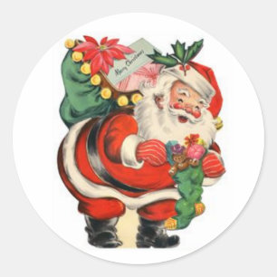 Vintage Frohe Weihnachten Lieferung Santa Claus Runder Aufkleber