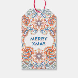 Vintage Frohe Weihnachten mit orangefarbenen Blume Geschenkanhänger