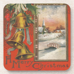 Vintage "Frohe Weihnachten" mit Weihnachtsglocken Untersetzer