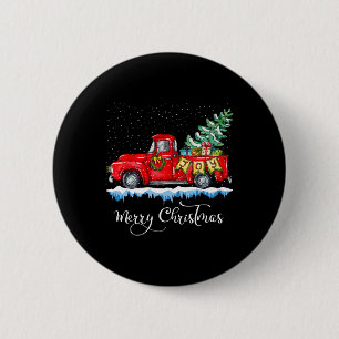 Vintage Frohe Weihnachten Roter LKW Altmodisch Ch Button