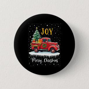 Vintage Frohe Weihnachten Roter LKW Altmodisch Ch Button