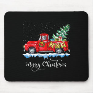Vintage Frohe Weihnachten Roter LKW Altmodisch Ch Mousepad