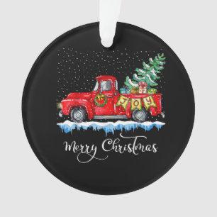 Vintage Frohe Weihnachten Roter LKW Altmodisch Ch Ornament