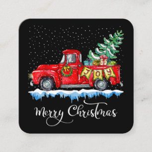 Vintage Frohe Weihnachten Roter LKW Altmodisch Ch Quadratische Visitenkarte