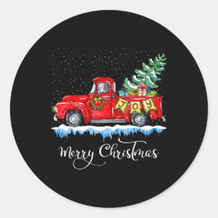 Vintage Frohe Weihnachten Roter LKW Altmodisch Ch Runder Aufkleber