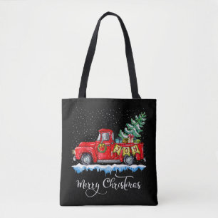 Vintage Frohe Weihnachten Roter LKW Altmodisch Ch Tasche