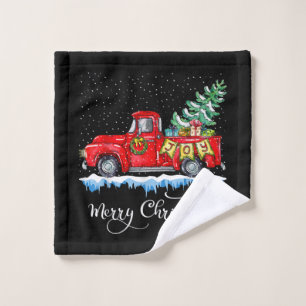 Vintage Frohe Weihnachten Roter LKW Altmodisch Ch Waschlappen