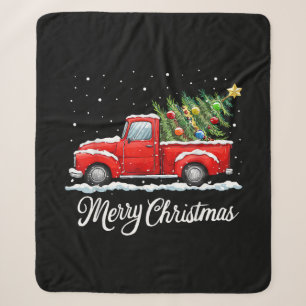 Vintage Frohe Weihnachten Roter LKW Altmodischer W Sherpadecke