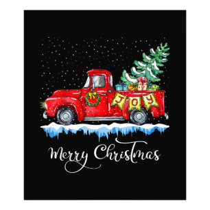Vintage Frohe Weihnachten Rotes Lastwagen Altmodis Fotodruck