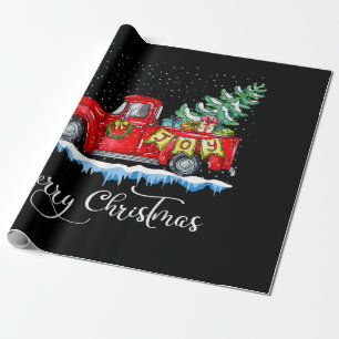 Vintage Frohe Weihnachten Rotes Lastwagen Altmodis Geschenkpapier