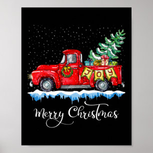 Vintage Frohe Weihnachten Rotes Lastwagen Altmodis Poster