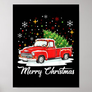 Vintage Frohe Weihnachten Rotes Lastwagen Santa Ba Poster