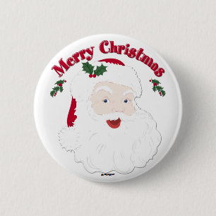 Vintage Frohe Weihnachten Santa Button