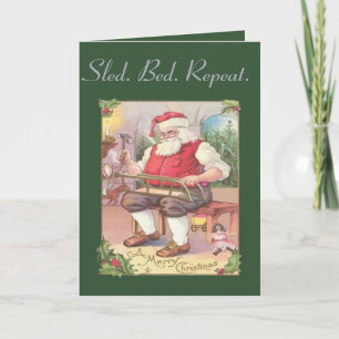 Vintage Frohe Weihnachten Santa Claus Spielzeugwer Karte