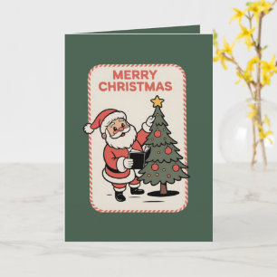 Vintage Frohe Weihnachten Santa liest  Karte