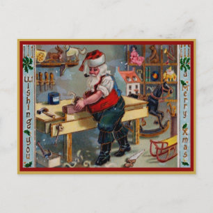 Vintage Frohe Weihnachten Santa Werkstatt