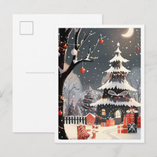 Vintage Frohe Weihnachten Schnee Postkarte