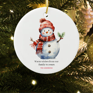 Vintage Frohe Weihnachten & Schneemänner Keramik Ornament