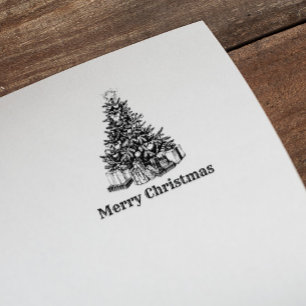 Vintage Frohe Weihnachten Tannenbaum Geschenke Gummistempel