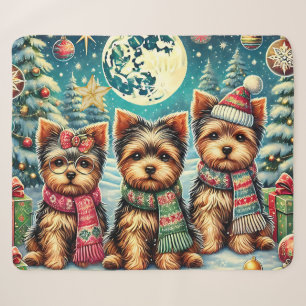 Vintage Frohe Weihnachten Terrier Yorskhire Yorkie Sherpadecke