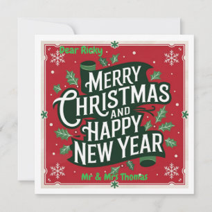 Vintage Frohe Weihnachten und ein glückliches neue Einladung