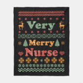 Vintage frohe Weihnachts-Pullover-Krankenschwester Fleecedecke (Vorderseite)