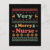 Vintage frohe Weihnachts-Pullover-Krankenschwester Postkarte (Vorderseite)