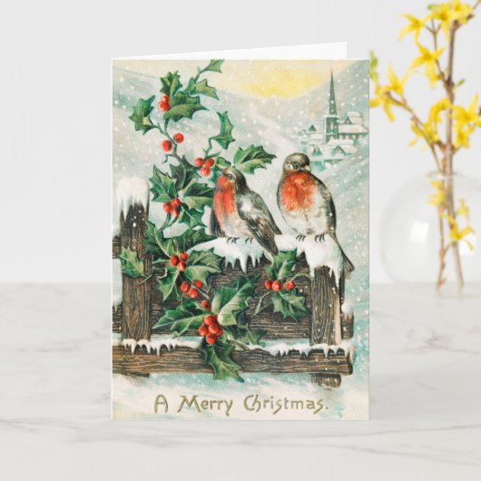 Vintage Frohe Weihnachtskarte Karte (Gelbe Blume)