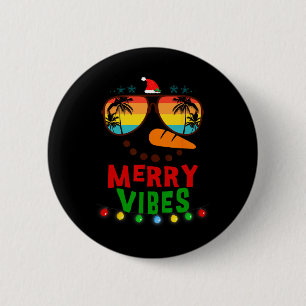 Vintage Frohe Weihnachtsstimmung Schneemann Strand Button