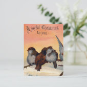 Vintage frohe Weihnachtsvögel Feiertagspostkarte (Stehend Vorderseite)