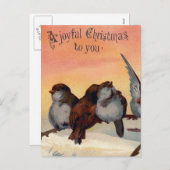 Vintage frohe Weihnachtsvögel Feiertagspostkarte (Vorne/Hinten)