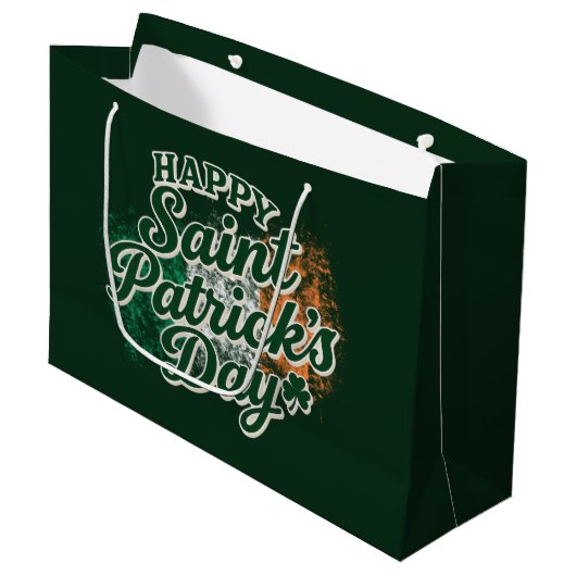 Vintage Frohen St. Patrick's Day Große Geschenktüte (Vorderseite Schrägansicht)