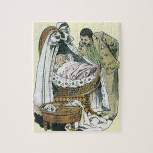 Vintage Frohen Vatertag, viktorianische Babywiege Puzzle
