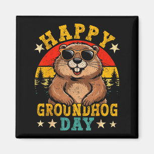 Vintage Frohes Tag des Murmeltieres Tierliebhaber Magnet