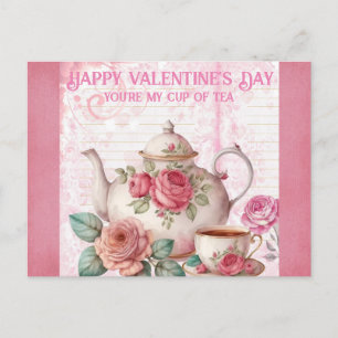 Vintage Frohes Valentinstag Tasse Tee Postkarte