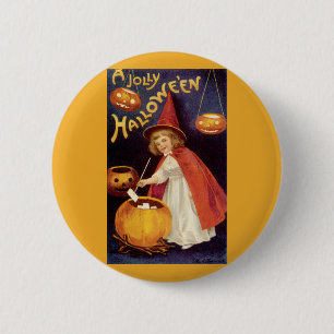 Vintage fröhliche Halloween-Hexe von Ellen Clapsad Button