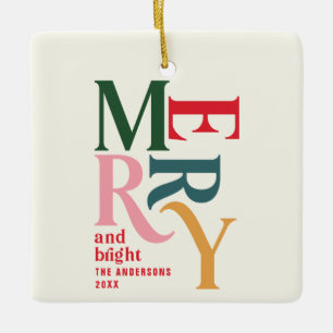 Vintage fröhliche und helle bunte Weihnachten Keramikornament