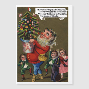 Vintage fröhlicher Nikolaus mit Weihnachtsbaum-Fei Magnetkarte