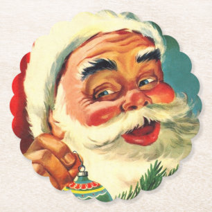 Vintage fröhlicher Weihnachtsmann Gesicht Untersetzer