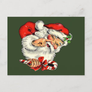 Vintage fröhlicher Weihnachtsmann mit Weihnachtspo Feiertagspostkarte