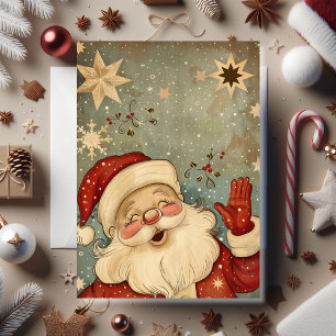 Vintage fröhlicher Weihnachtsmann Weihnachten Karte