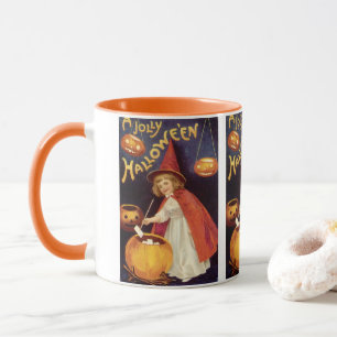 Vintage fröhliches Halloween-Hexe von Ellen Clapsa Tasse