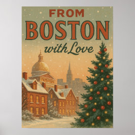 Vintage From Boston With Love Christmas Poster