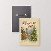 Vintage From Philadelphia With Love Christmas Button (Vorderseite/Rückseite)