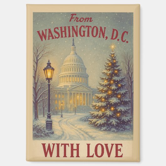 Vintage From Washington, DC With Love Christmas Magnet (Vorderseite)