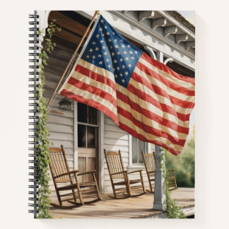 Vintage Front Porch Flagge, Retro amerikanische Fl Notizblock