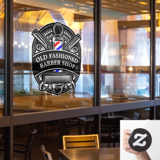 Vintage Frontblende aus Barbershop Fensteraufkleber (Restaurantfenster)