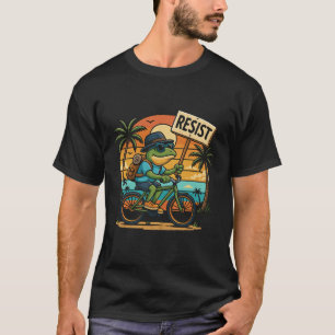 Vintage Frosch auf Fahrrad mit Resist-Schild Portl T-Shirt
