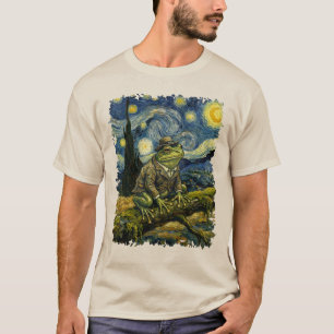 Vintage Frosch im Van Gogh Stil Sternennacht Grafi T-Shirt